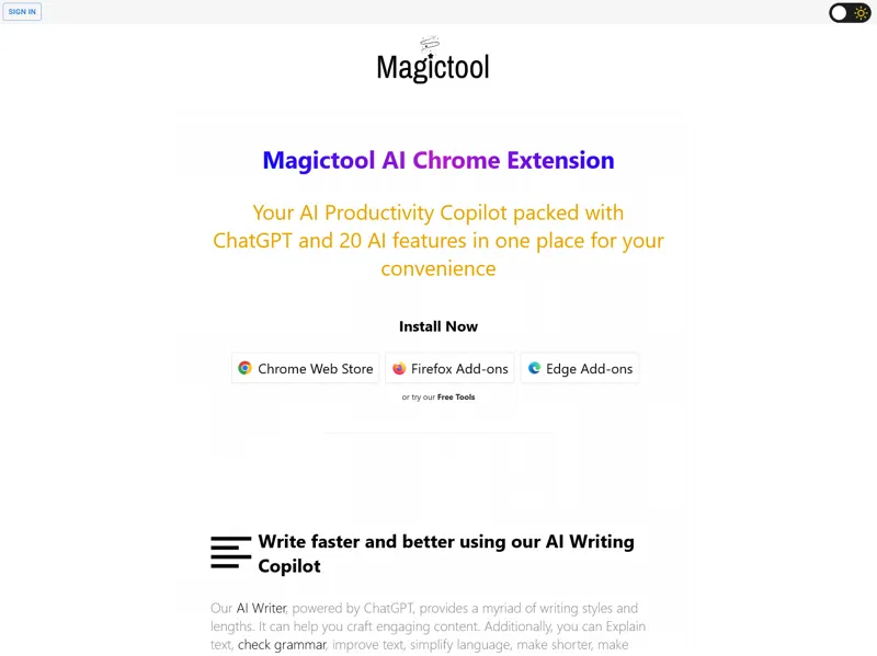 Screenshot of Magic Tool AI