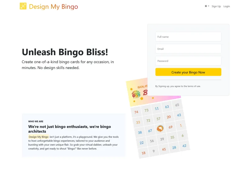 Screenshot of Design My Bingo