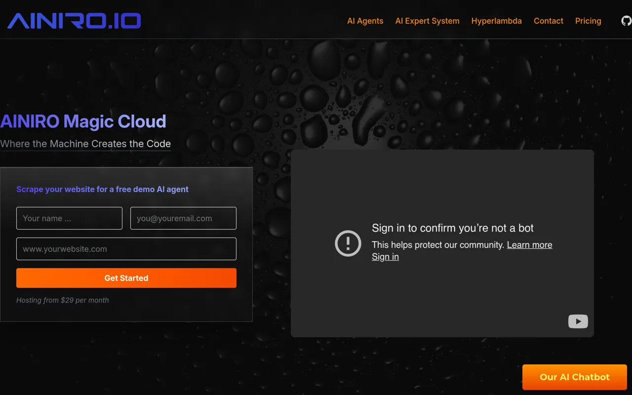 Screenshot of AINIRO Magic Cloud