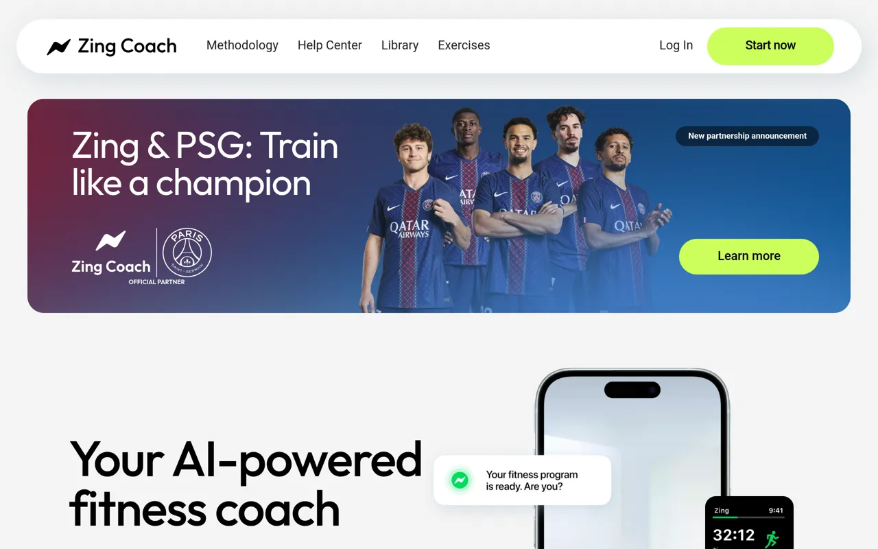 Screenshot of Zing Coach