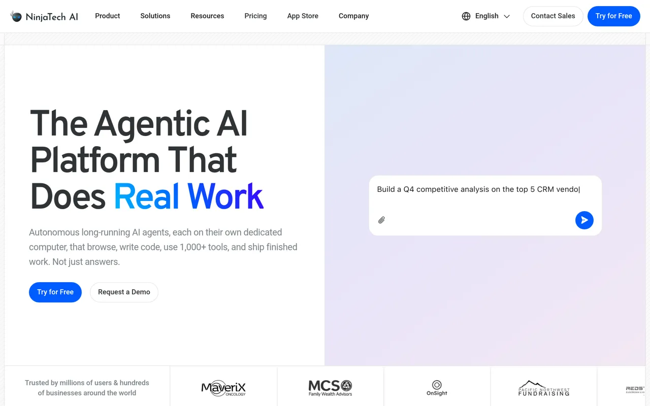 Screenshot of NinjaTech AI