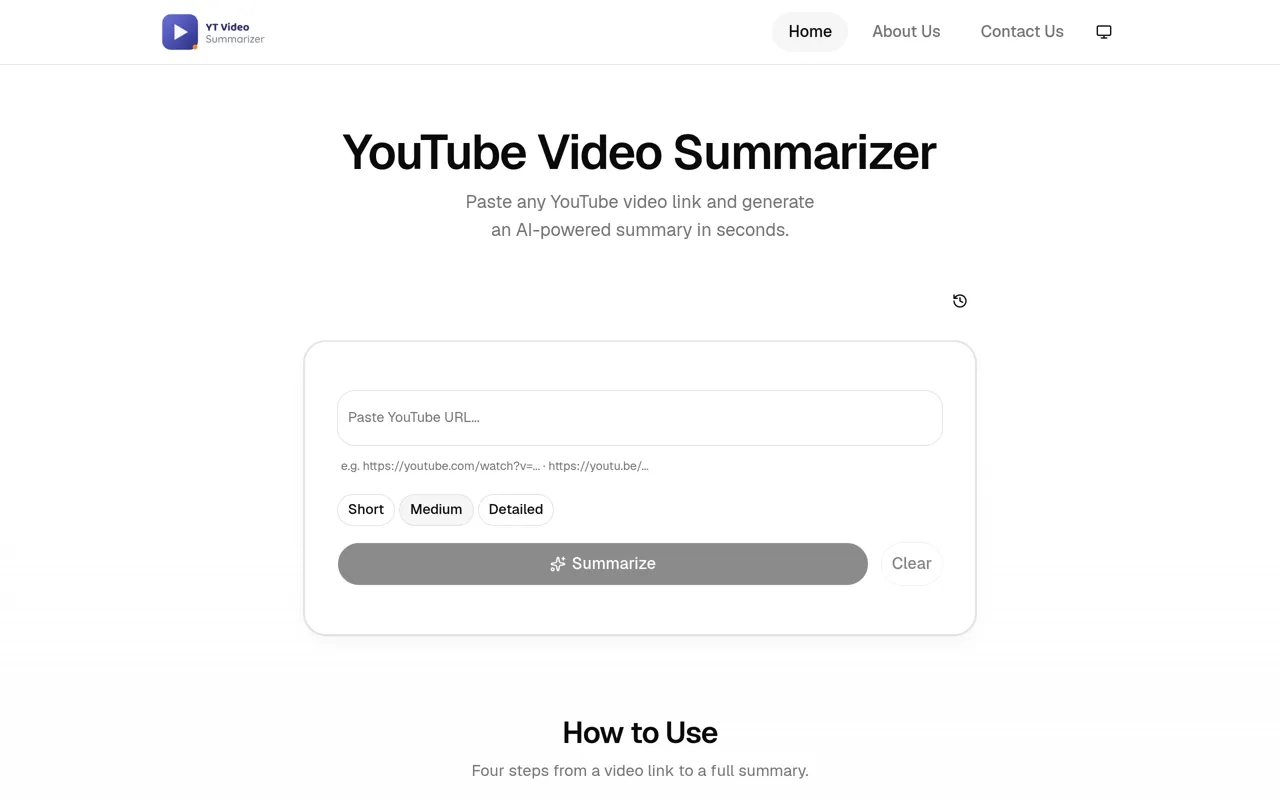 Screenshot of YT Video Summarizer