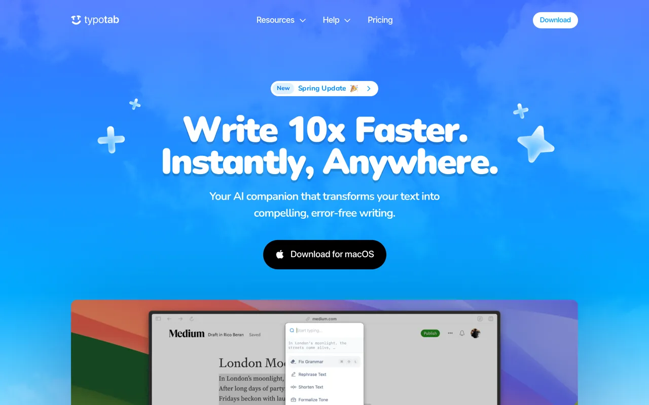 Screenshot of TypoTab
