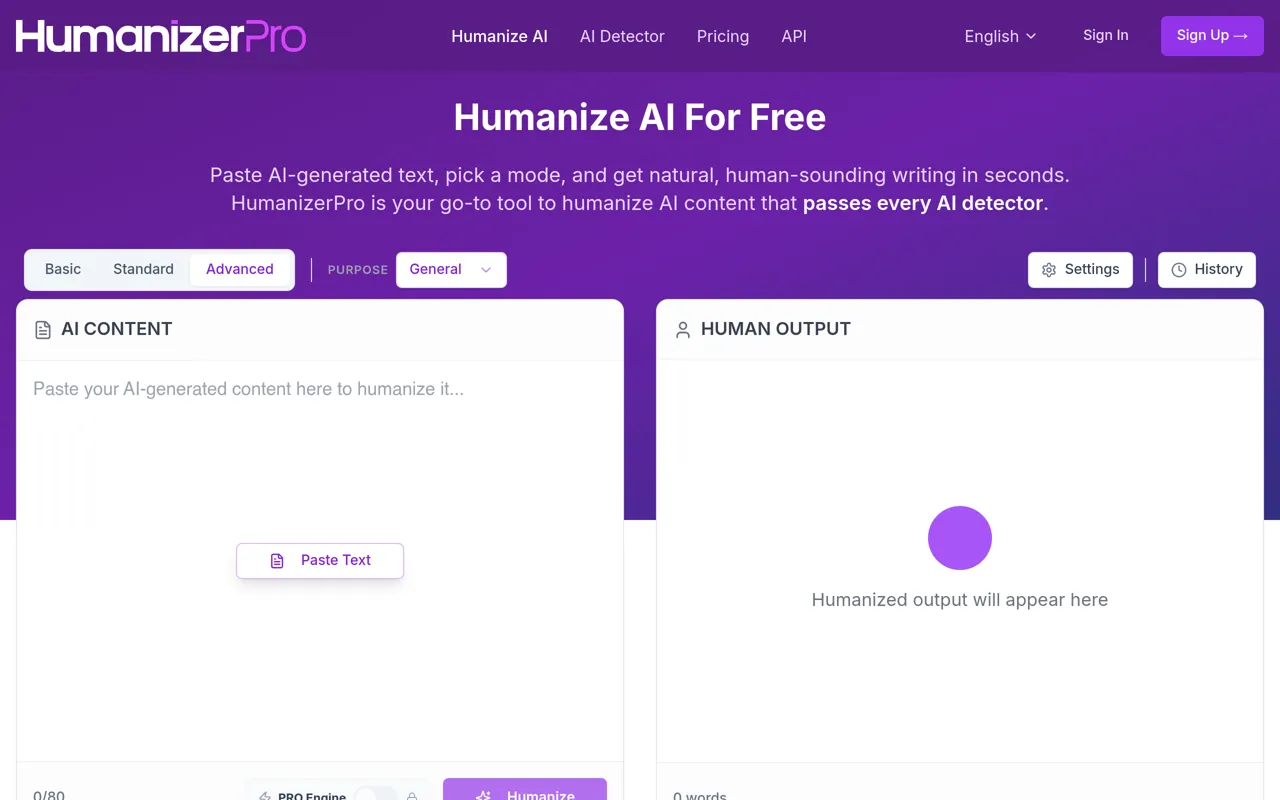 Screenshot of HumanizerPro