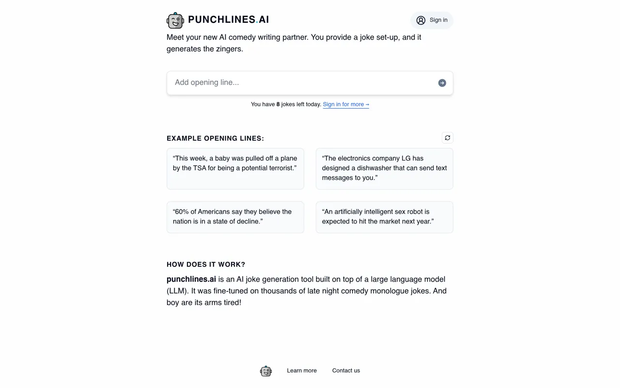 Screenshot of Punchlines.AI