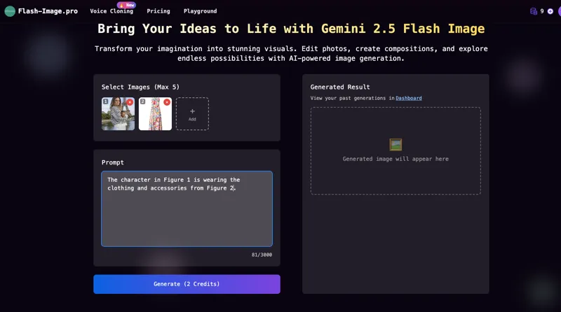 Screenshot of 🍌 Nano Banana - Where Ideas Instantly Come to Life, The New Era of AI Image Generation