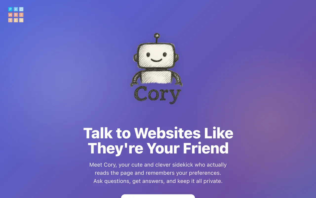 Screenshot of Cory - Your AI Browser Companion
