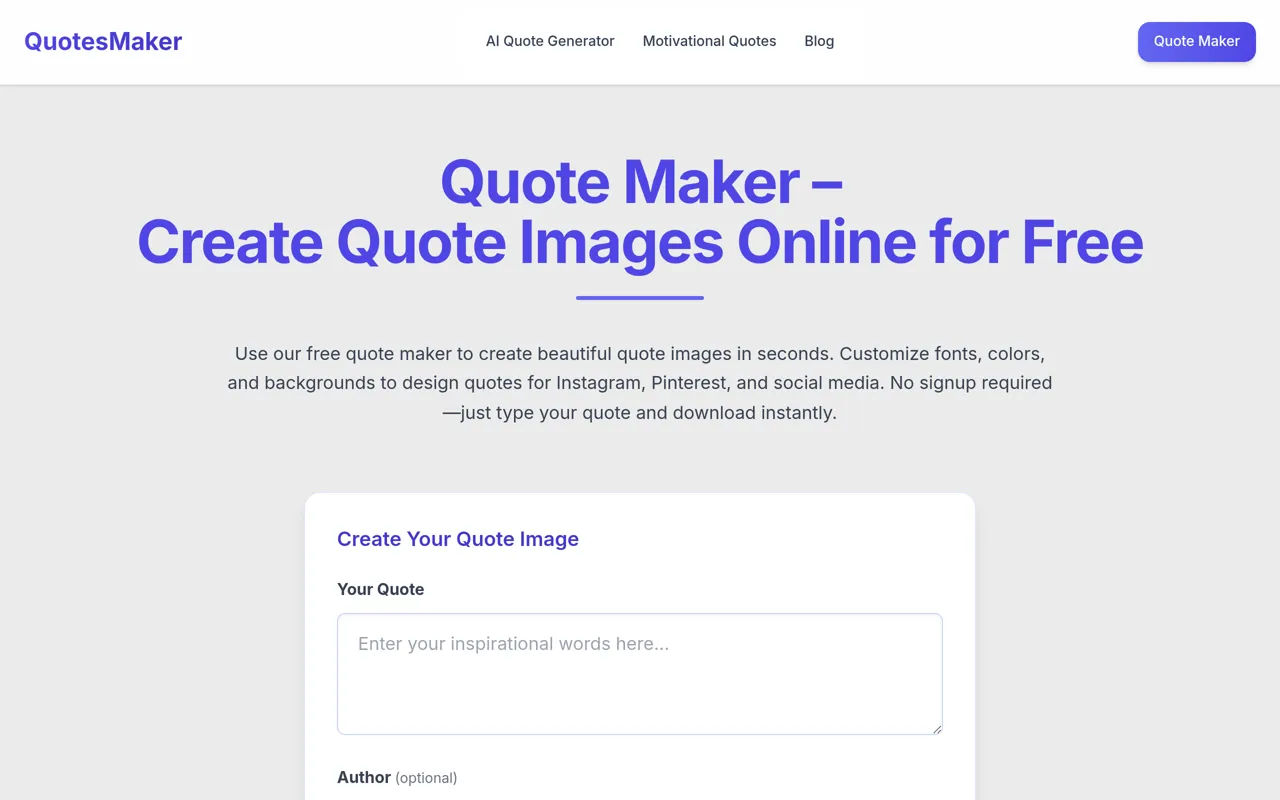 Screenshot of QuotesMaker