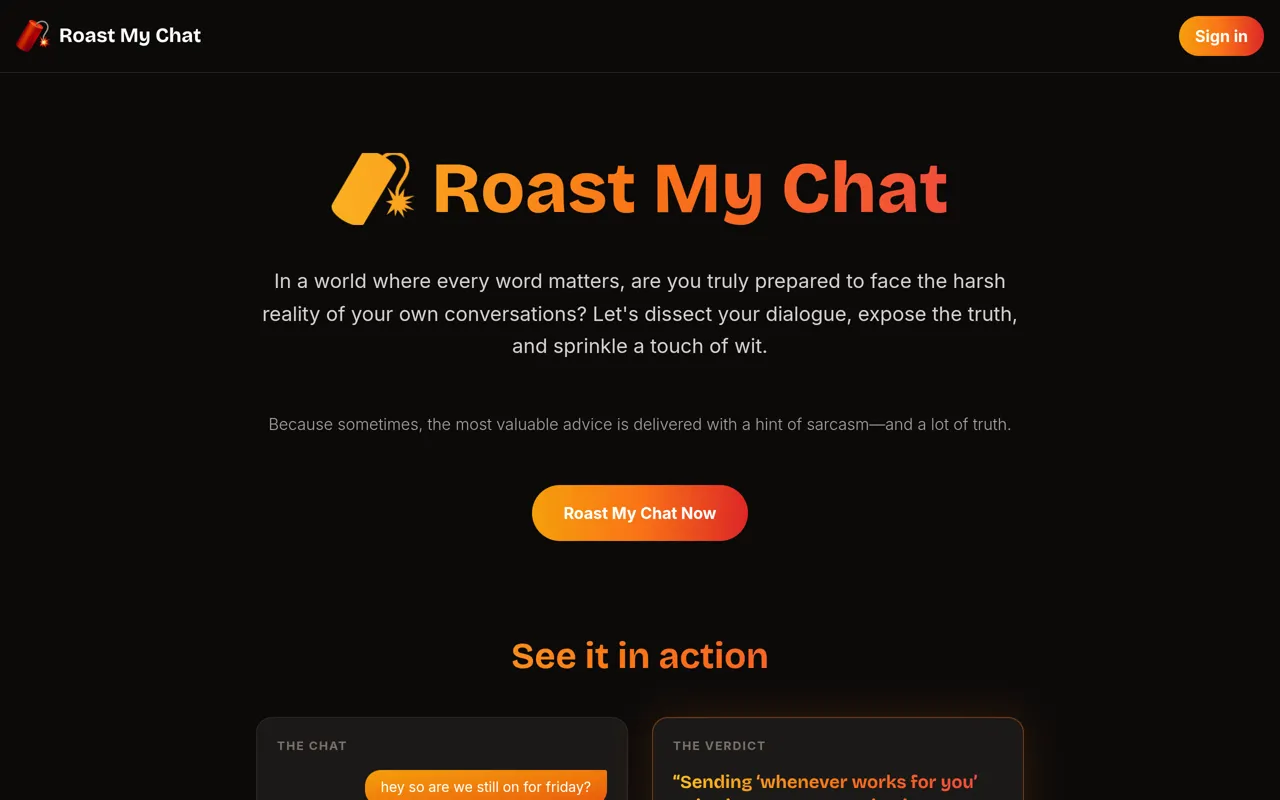 Screenshot of Roast My Chat