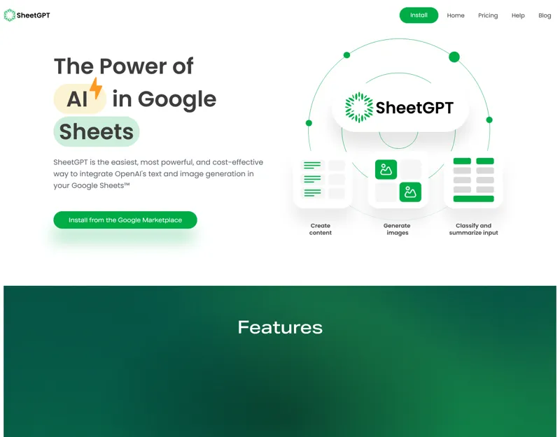 Screenshot of SheetGPT