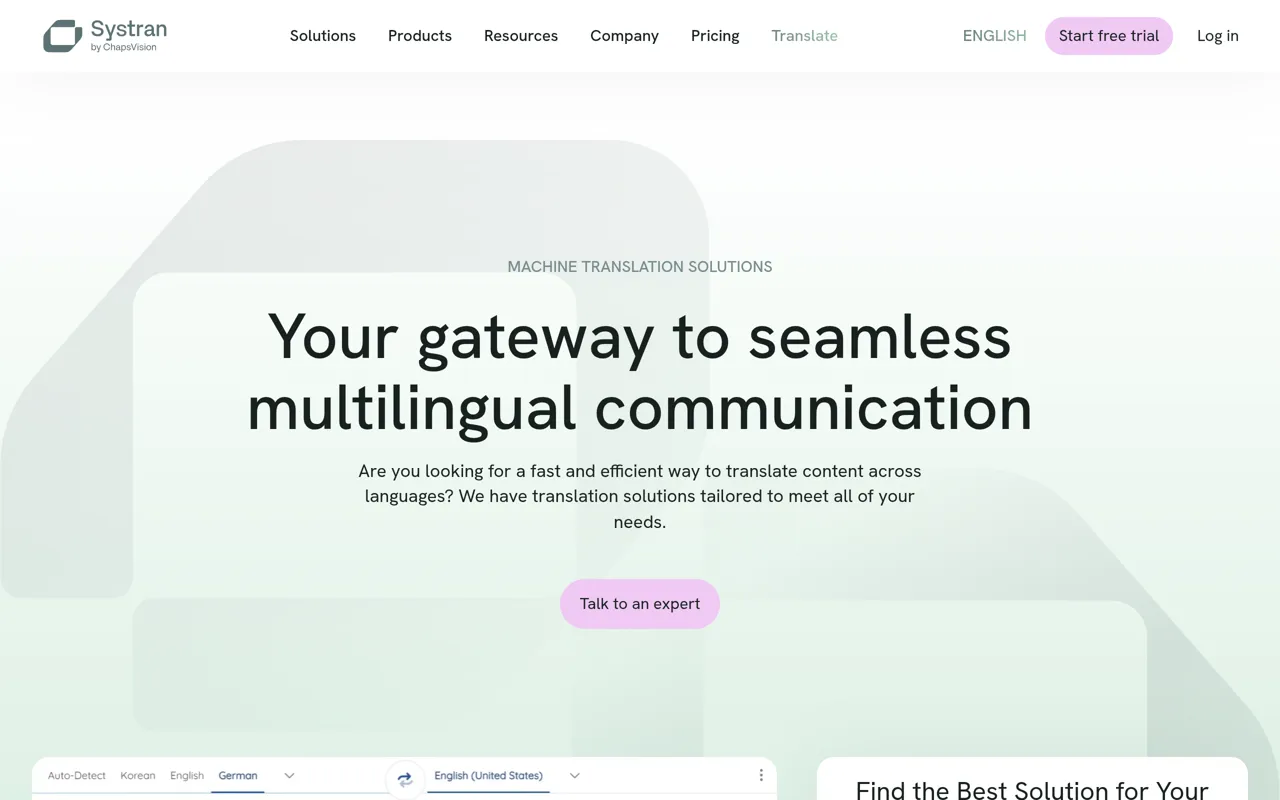 Screenshot of SYSTRAN Translate