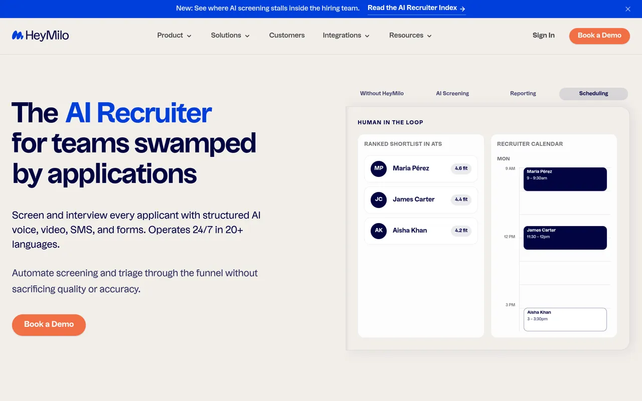 Screenshot of HeyMilo