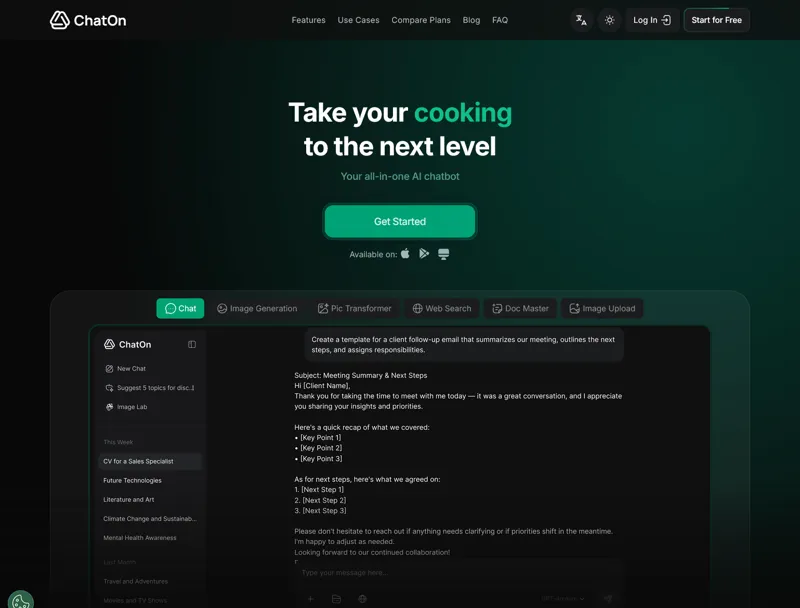 Screenshot of ChatOn