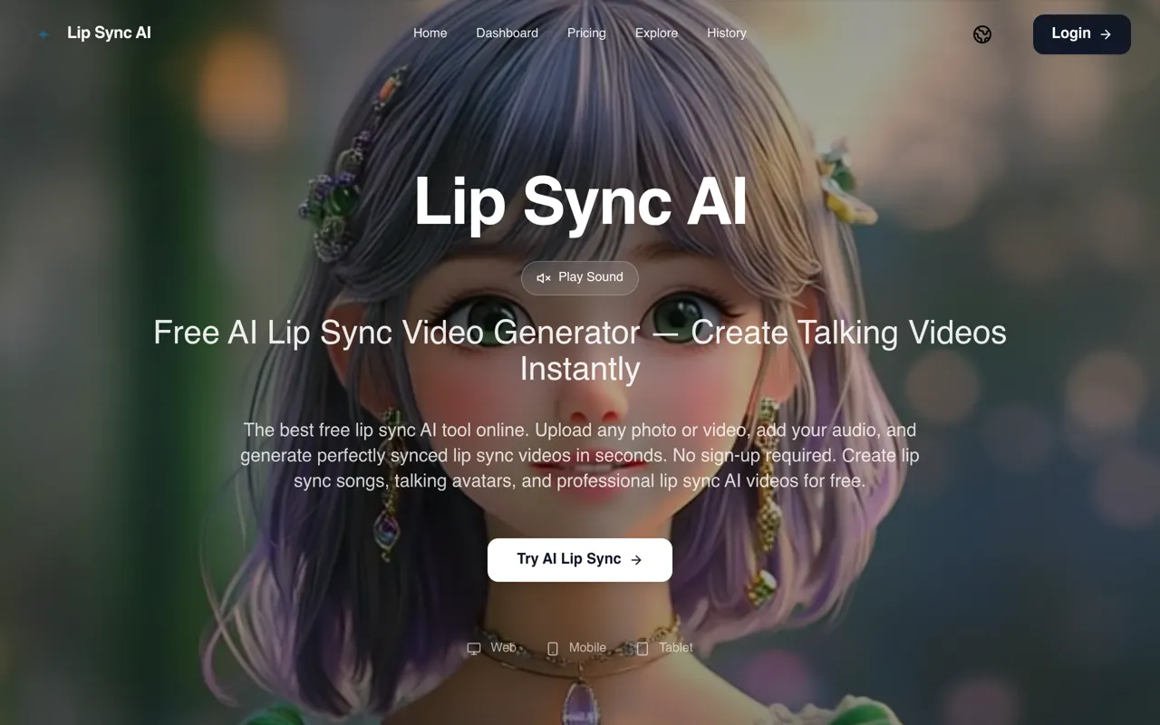 Screenshot of Lip Sync AI