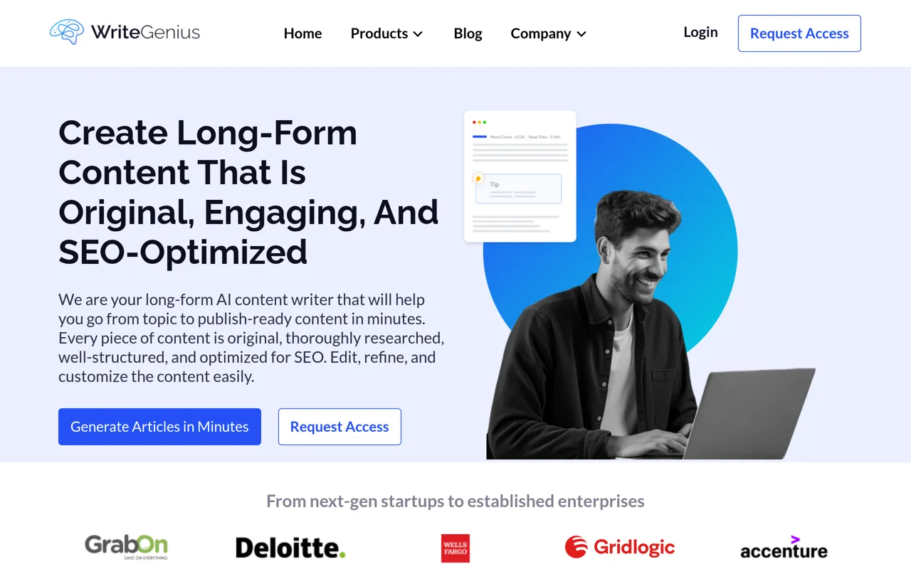 Screenshot of WriteGenius