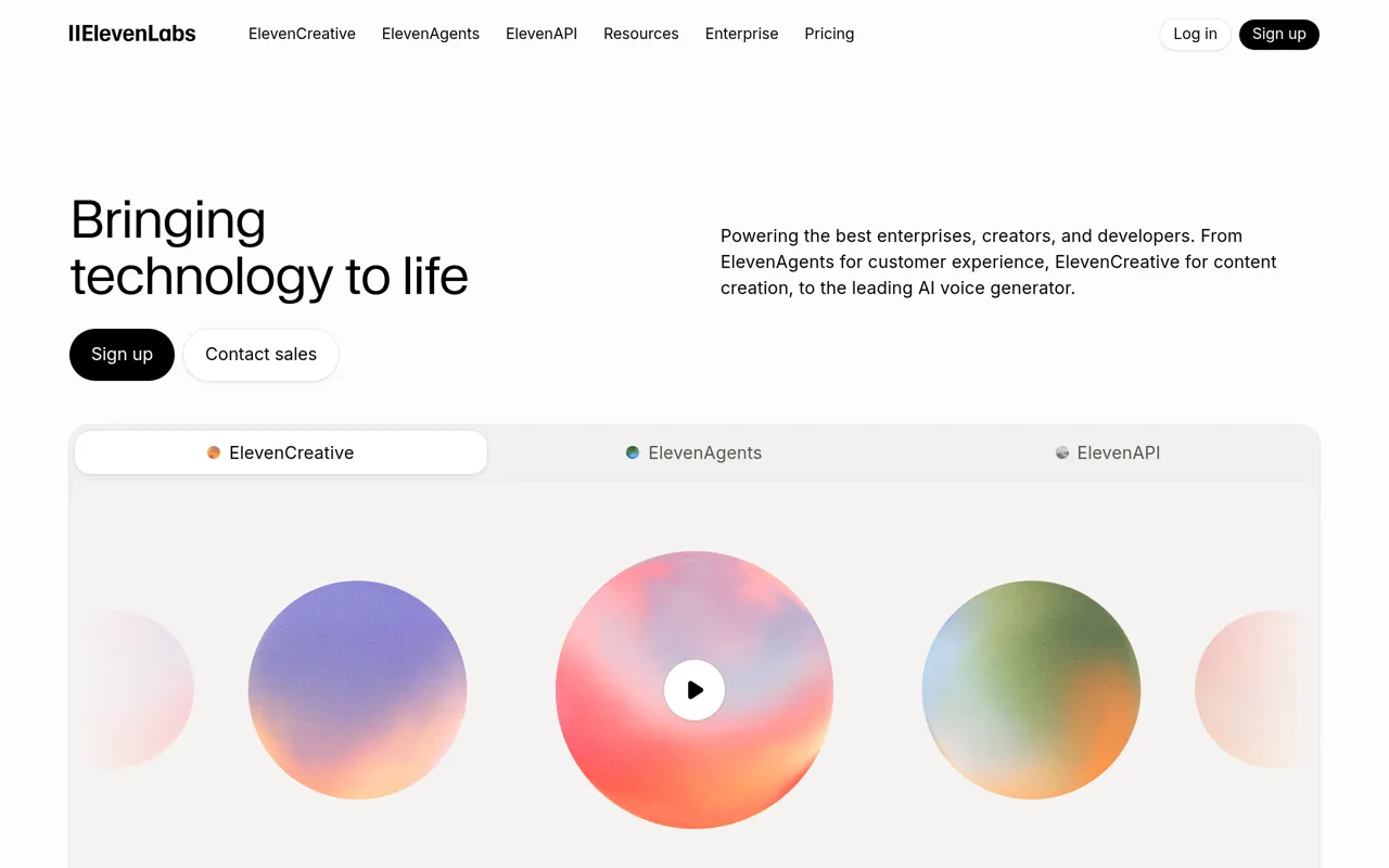 Screenshot of ElevenLabs