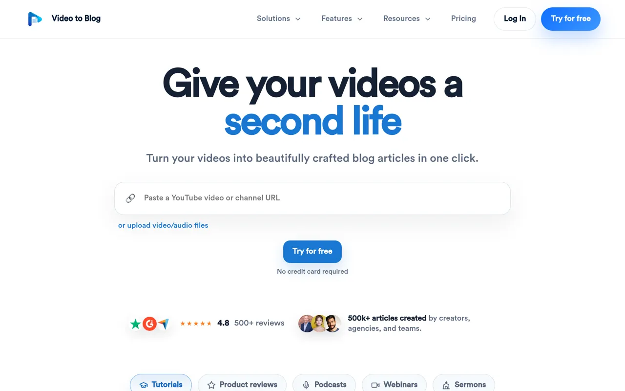 Screenshot of Video To Blog AI