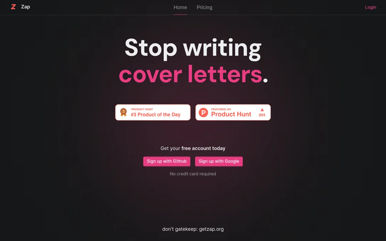 Screenshot of Zap