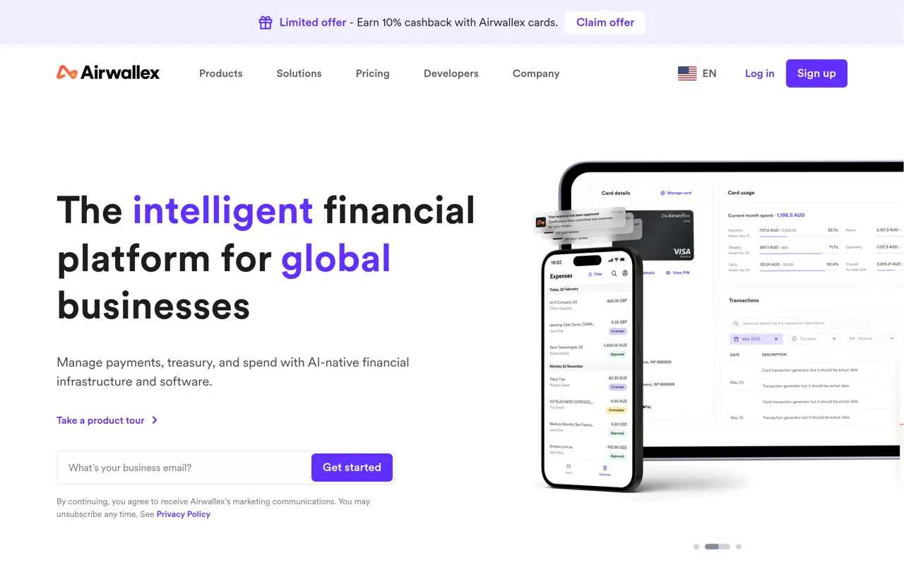 Screenshot of Airwallex