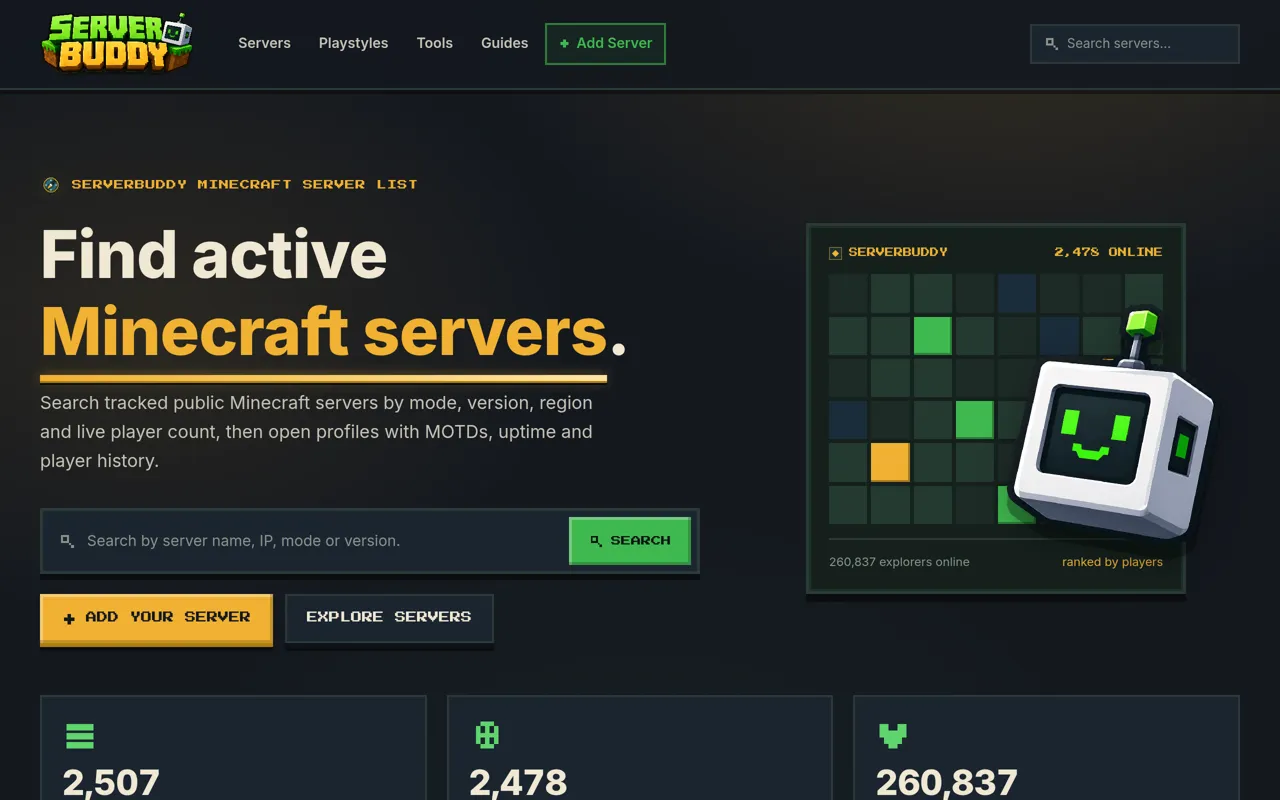 Screenshot of ServerBuddy