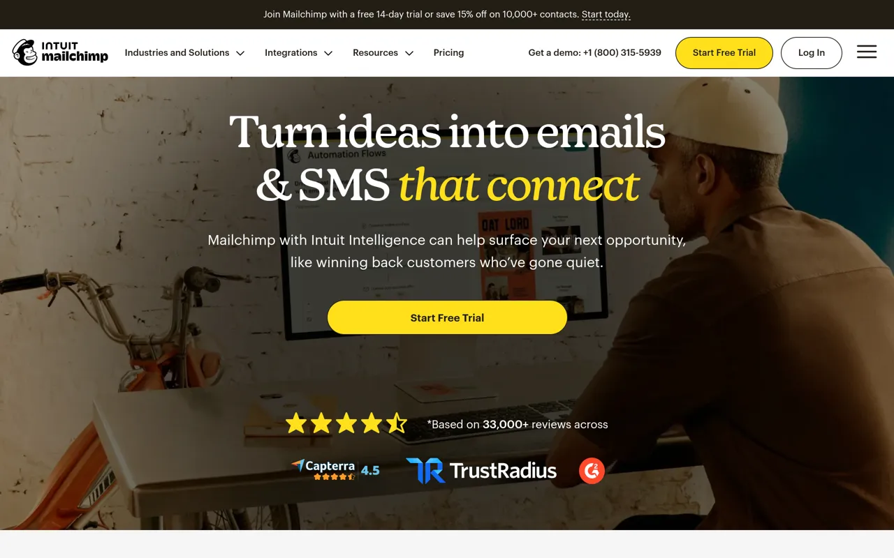 Screenshot of Mailchimp