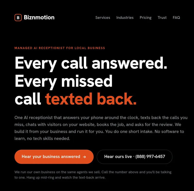 Screenshot of Biznmotion LLC