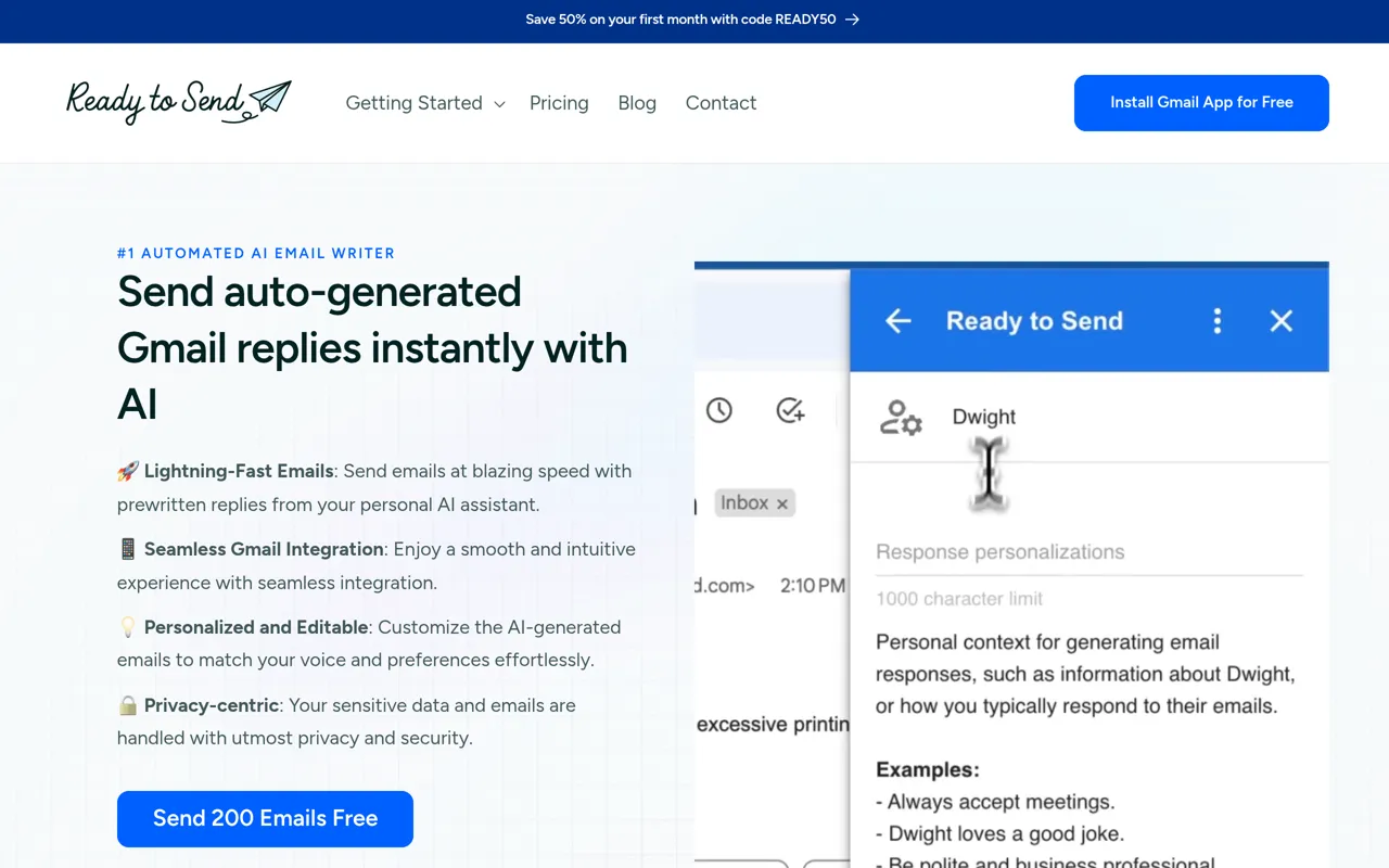 Screenshot of Ready to Send
