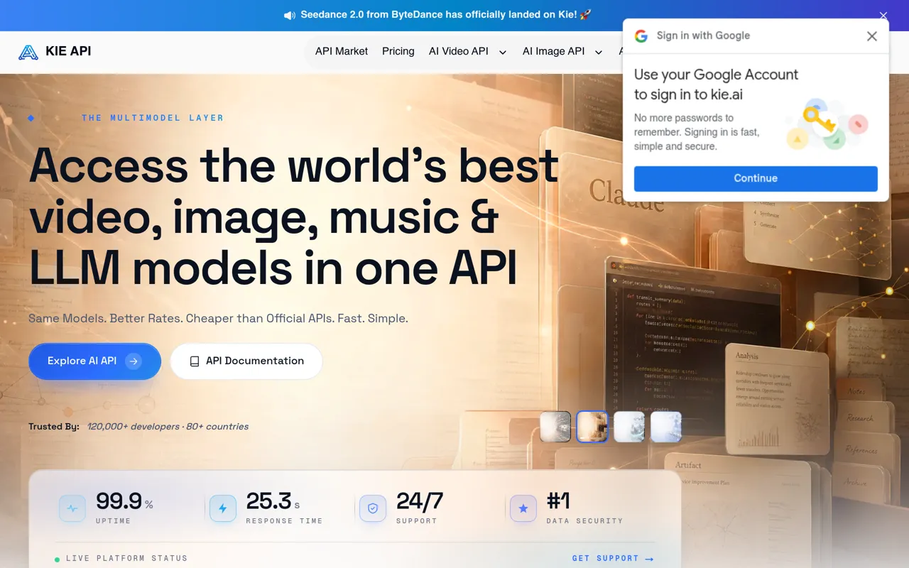 Screenshot of Kie.ai