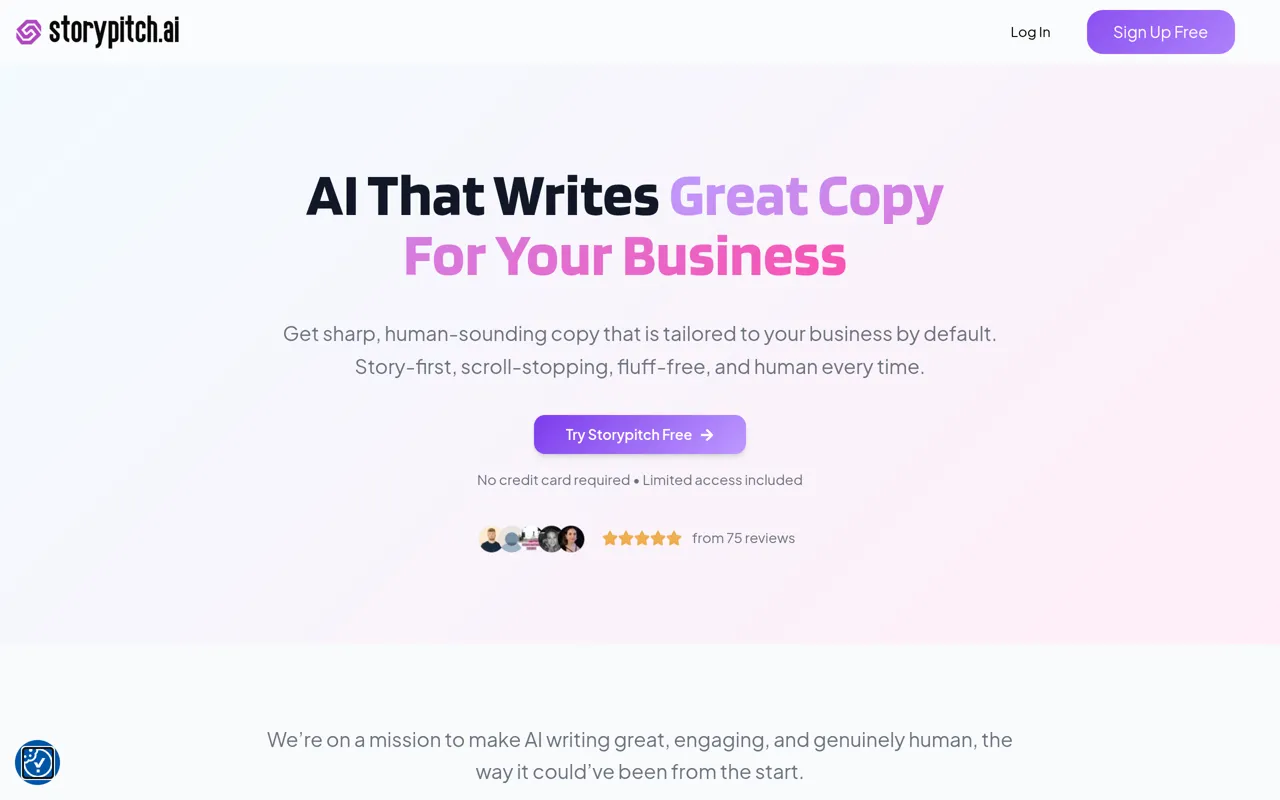 Screenshot of Storypitch.ai