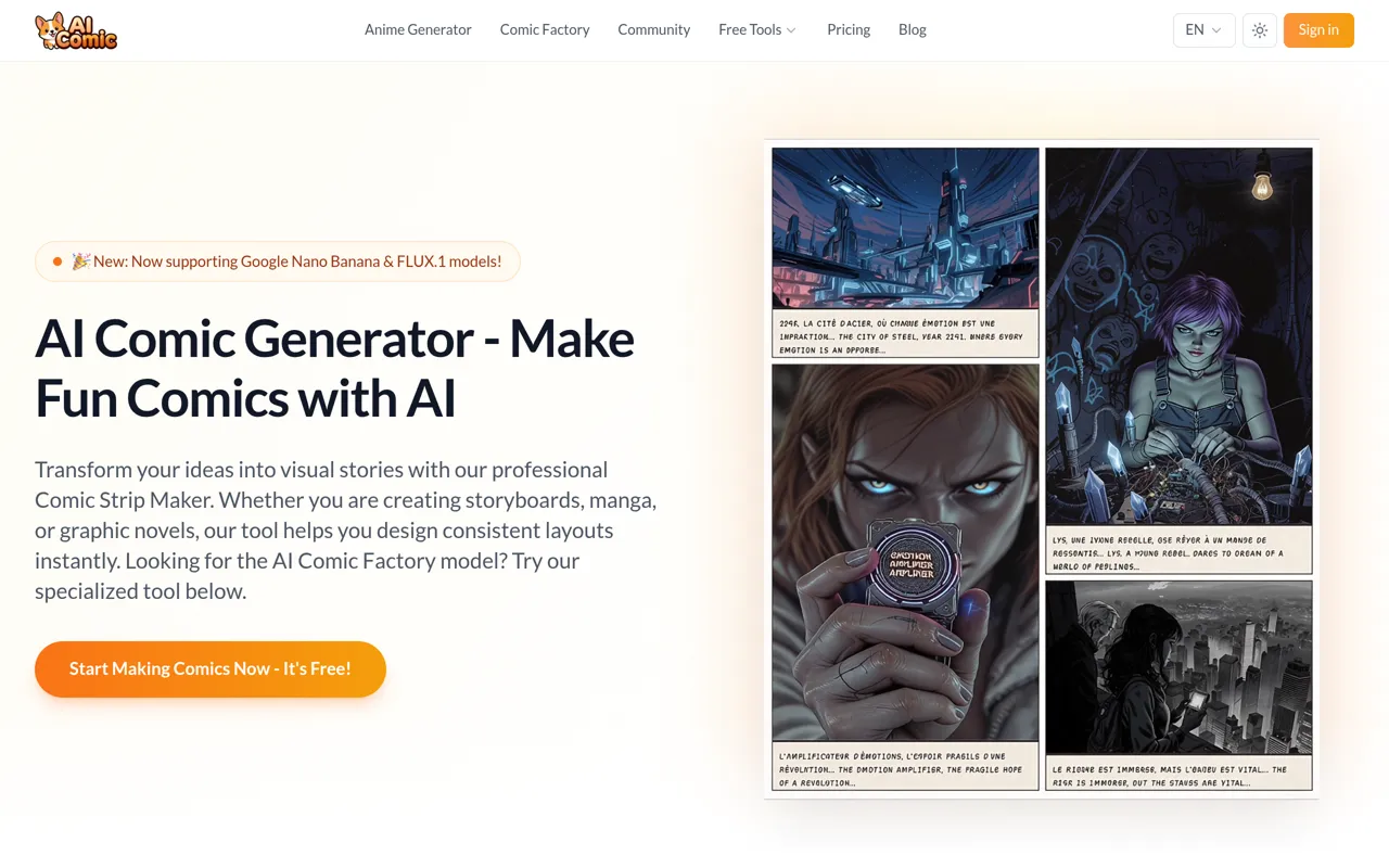 Screenshot of AI Comic Generator