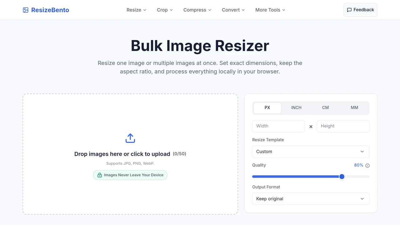 Screenshot of ResizeBento