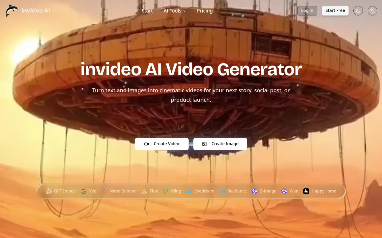 Screenshot of invideo AI