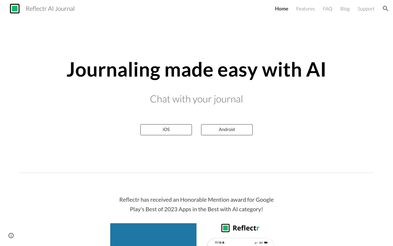 Screenshot of Reflectr AI Journal