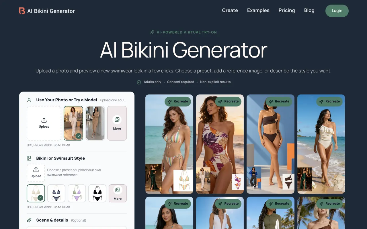 Screenshot of AI Bikini Generator