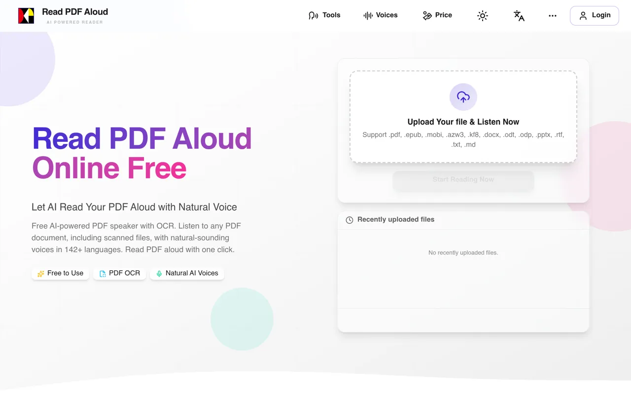 Screenshot of Read PDF Aloud