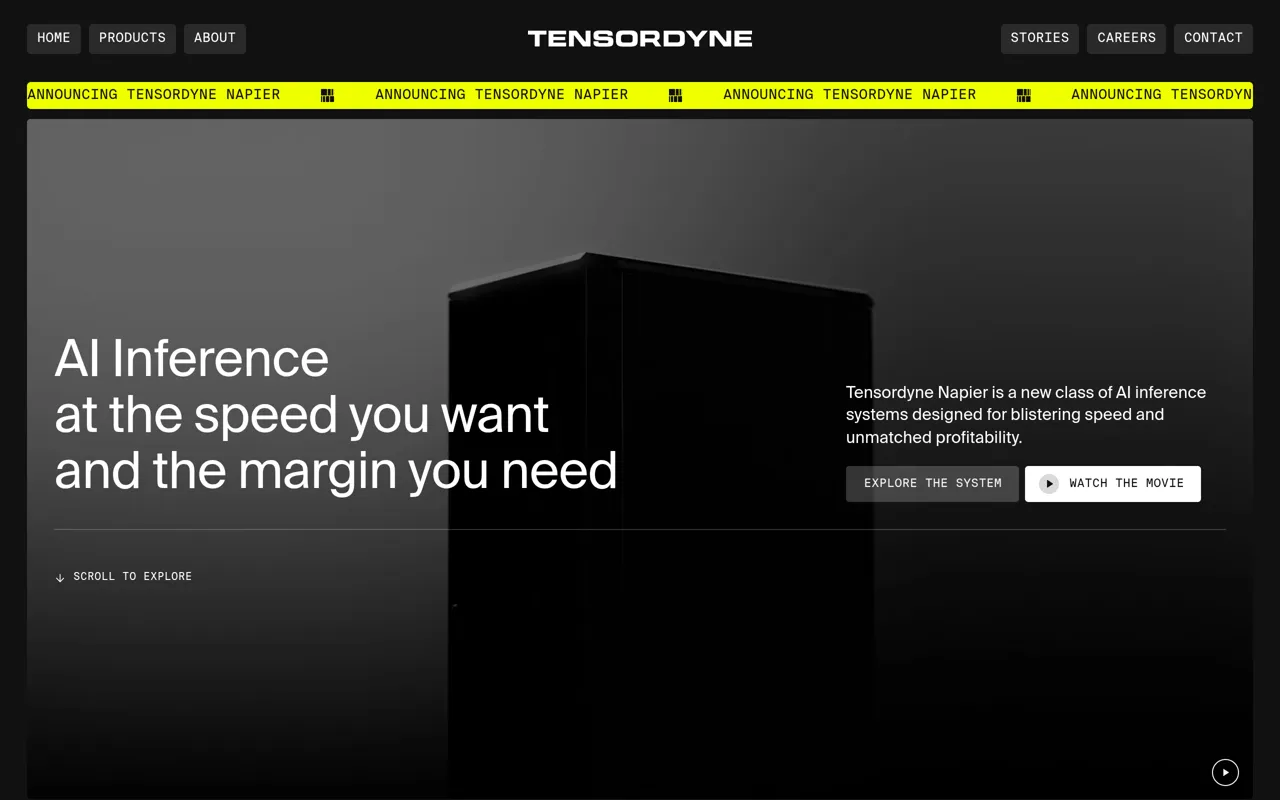Screenshot of Tensordyne Napier