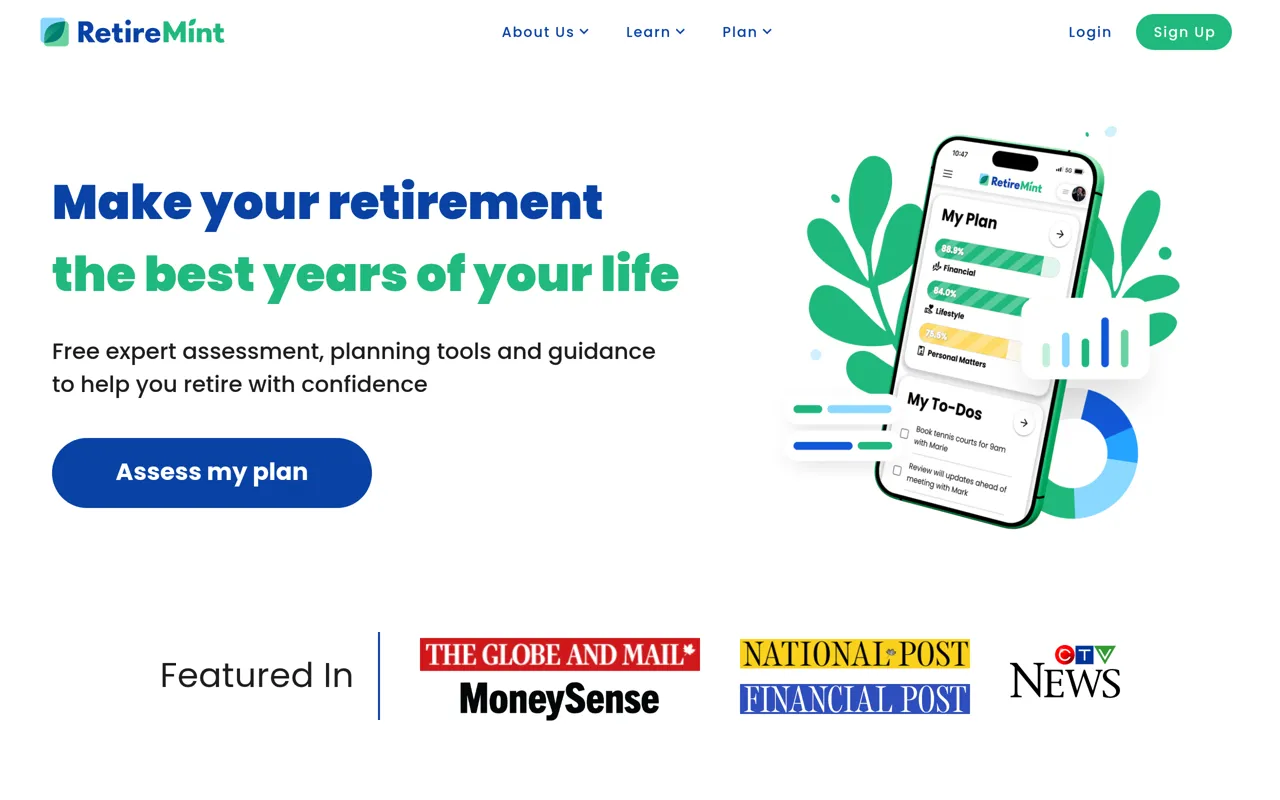 Screenshot of RetireMint