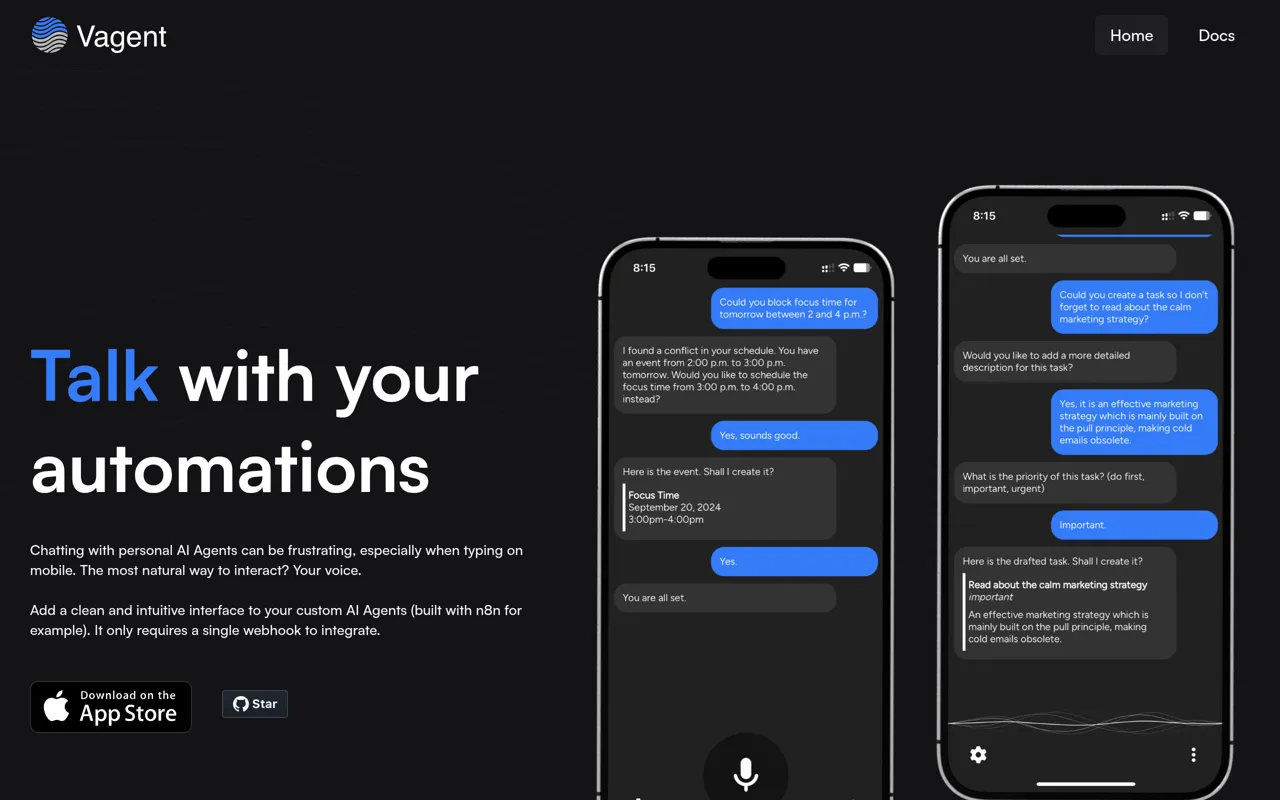 Screenshot of Vagent