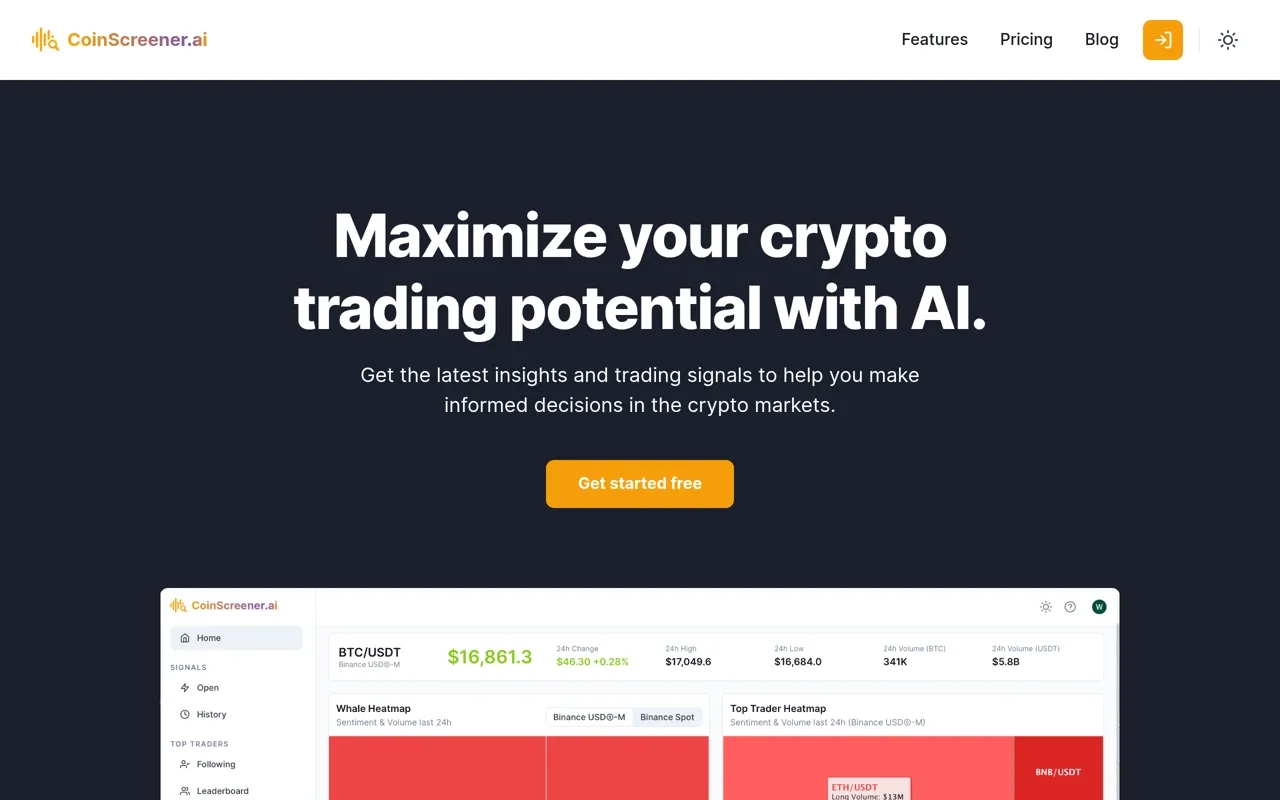 Screenshot of CoinScreener