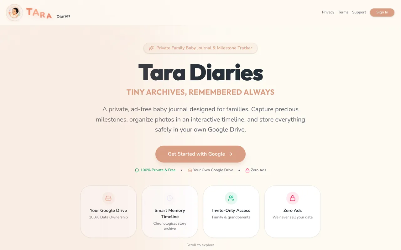 Screenshot of Tara Diaries