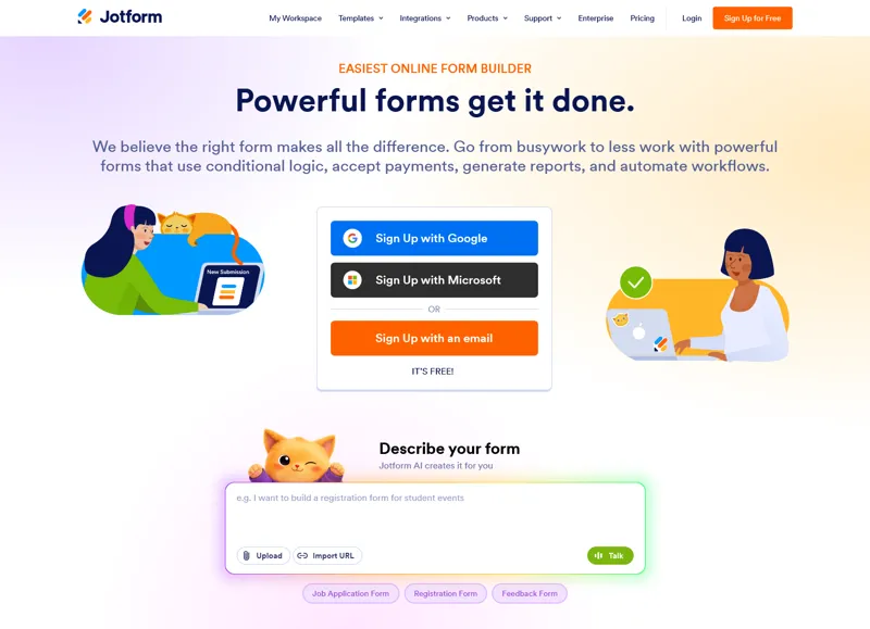Screenshot of Jotform