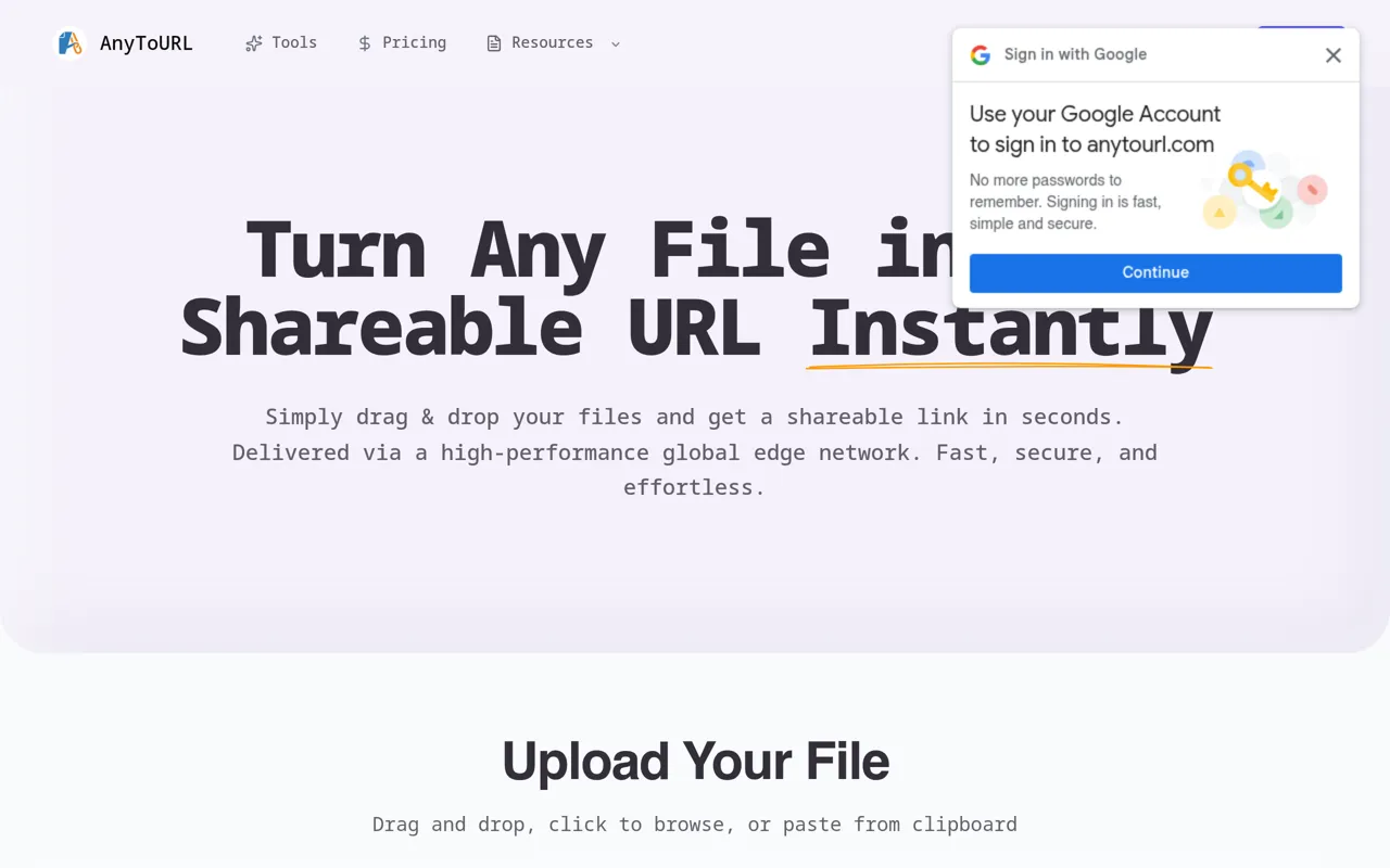 Screenshot of AnyToURL