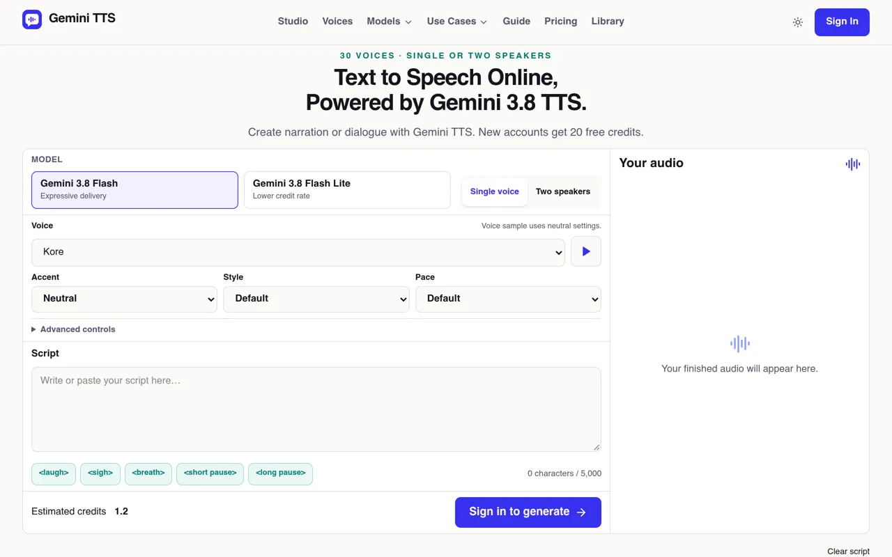 Screenshot of GeminiTTS