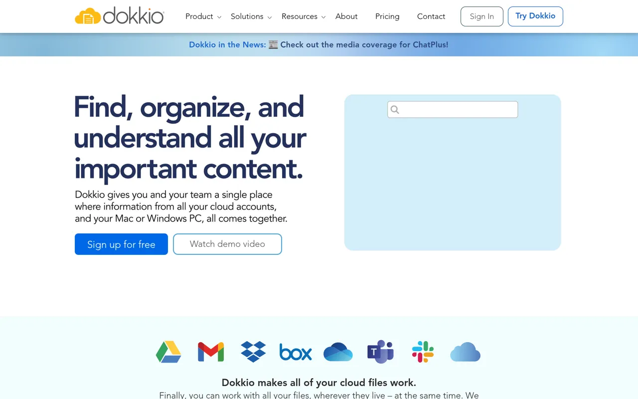 Screenshot of Dokkio
