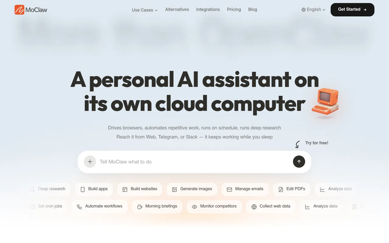 Screenshot of MoClaw