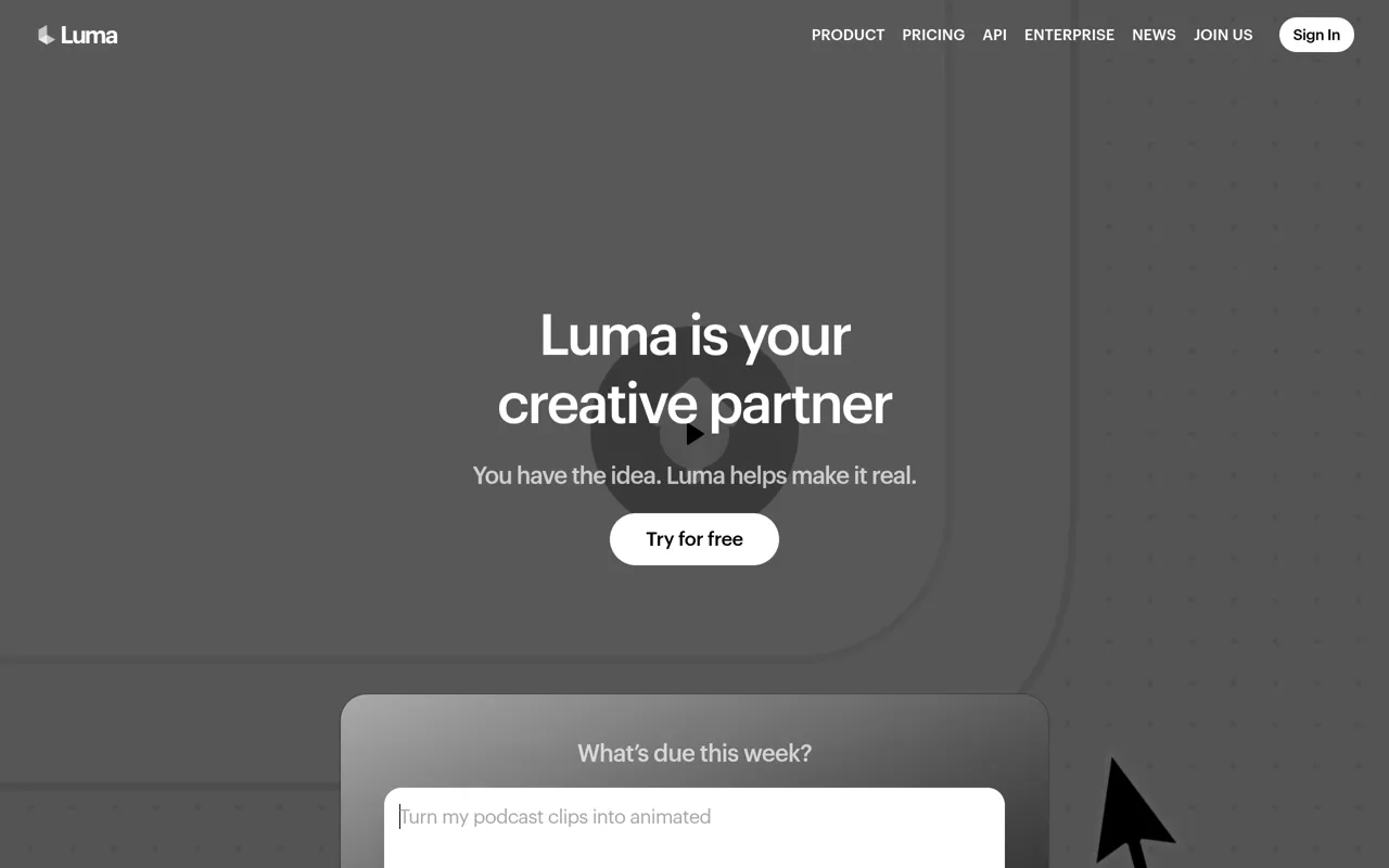 Screenshot of Luma AI