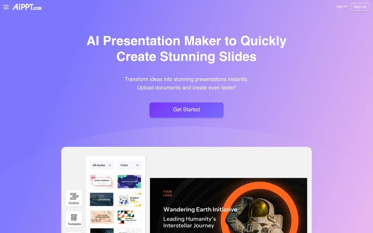 Screenshot of AiPPT
