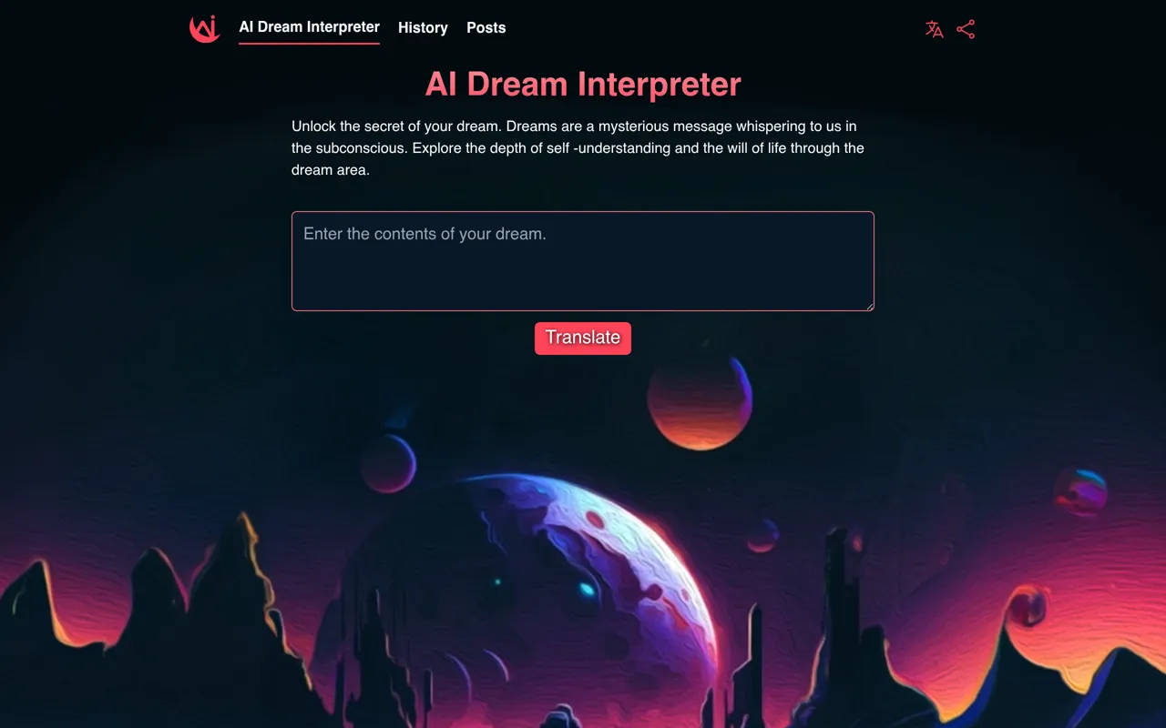 Screenshot of AI Dream Interpreter