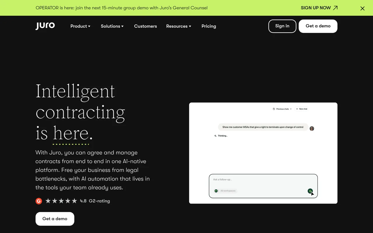 Screenshot of Juro