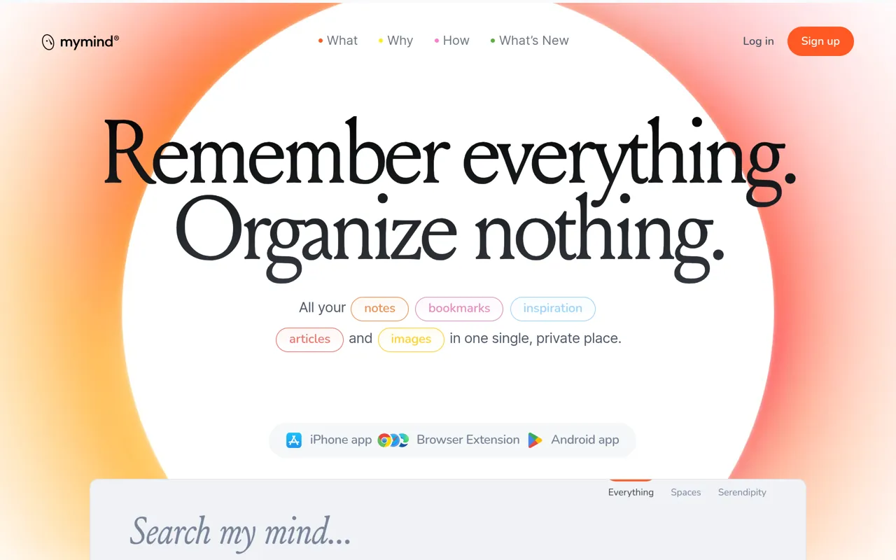 Screenshot of mymind